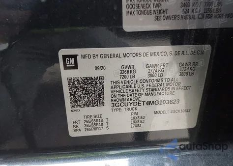 2021 Chevrolet Silverado 1500 4Wd Short Bed Lt из США, поврежденный, VIN 3GCUYDET4MG103623